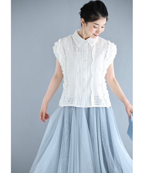 cawaii(カワイイ)の「ときめくたっぷりフリルと刺繍ブラウストップス(シャツ/ブラウス・レディース・ホワイト・FREE)」の3枚目の写真