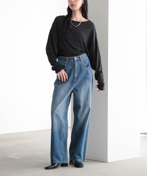 for/c(フォーシー)の「コットンシアードルマントップス【サスティナブル】(Tシャツ/カットソー・レディース・ブラック/オフホワイト・M/L)」の16枚目の写真