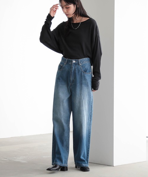 for/c(フォーシー)の「コットンシアードルマントップス【サスティナブル】(Tシャツ/カットソー・レディース・ブラック/オフホワイト・M/L)」の17枚目の写真