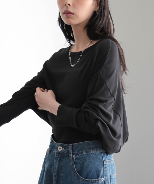for/c(フォーシー)の「コットンシアードルマントップス【サスティナブル】(Tシャツ/カットソー・レディース・ブラック/オフホワイト・M/L)」の22枚目の写真