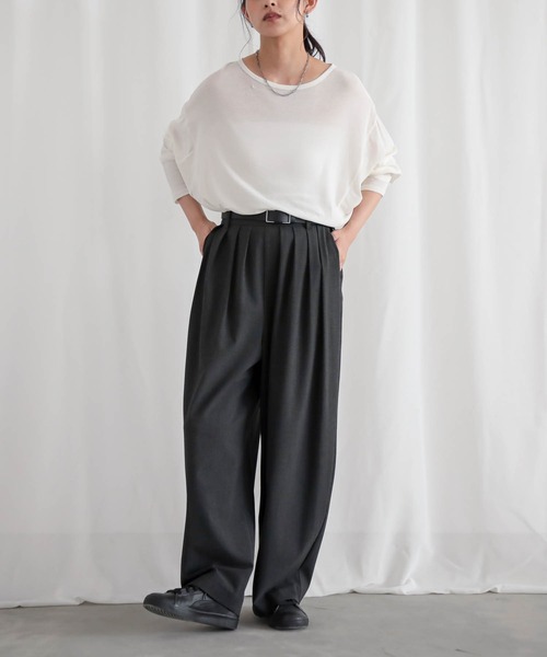 for/c(フォーシー)の「コットンシアードルマントップス【サスティナブル】(Tシャツ/カットソー・レディース・ブラック/オフホワイト・M/L)」の14枚目の写真