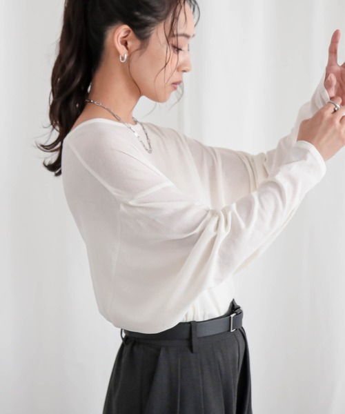 for/c(フォーシー)の「コットンシアードルマントップス【サスティナブル】(Tシャツ/カットソー・レディース・ブラック/オフホワイト・M/L)」の19枚目の写真
