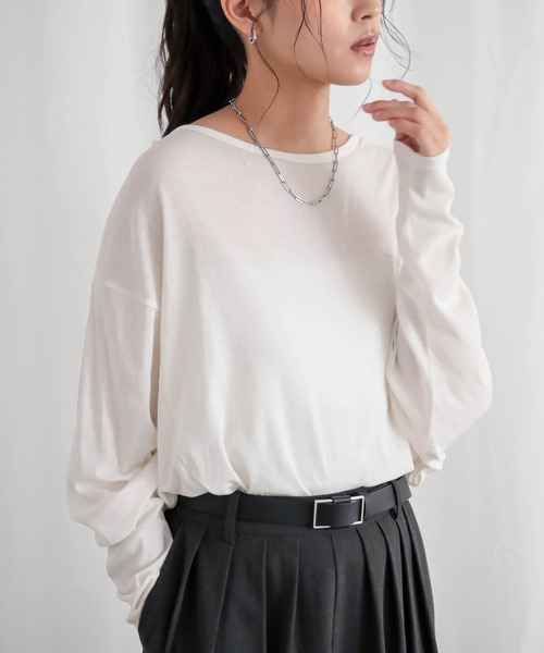 for/c(フォーシー)の「コットンシアードルマントップス【サスティナブル】(Tシャツ/カットソー・レディース・ブラック/オフホワイト・M/L)」の20枚目の写真