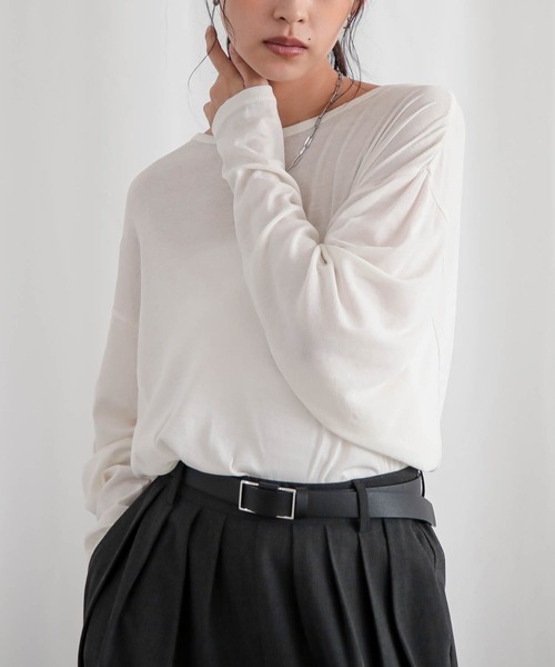 for/c(フォーシー)の「コットンシアードルマントップス【サスティナブル】(Tシャツ/カットソー・レディース・ブラック/オフホワイト・M/L)」の21枚目の写真