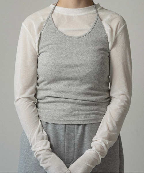 lawgy(ラウジー)の「halter neck arrange cami tops / ホルターネックアレンジキャミトップス(キャミソール・レディース・ブラウン/ヘザーグレー/ブラック・FREE)」の3枚目の写真