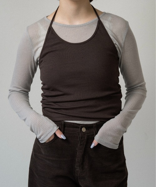 lawgy(ラウジー)の「halter neck arrange cami tops / ホルターネックアレンジキャミトップス(キャミソール・レディース・ブラウン/ヘザーグレー/ブラック・FREE)」の19枚目の写真