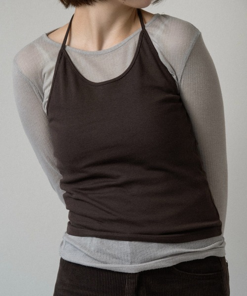 lawgy(ラウジー)の「halter neck arrange cami tops / ホルターネックアレンジキャミトップス(キャミソール・レディース・ブラウン/ヘザーグレー/ブラック・FREE)」の20枚目の写真
