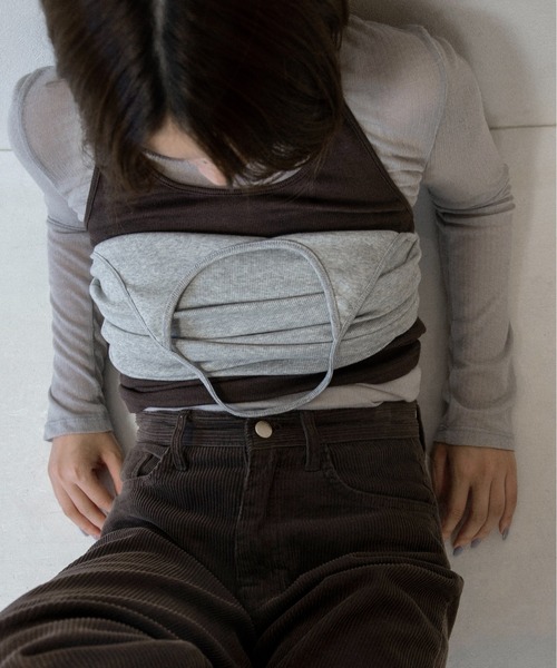 lawgy(ラウジー)の「halter neck arrange cami tops / ホルターネックアレンジキャミトップス(キャミソール・レディース・ブラウン/ヘザーグレー/ブラック・FREE)」の15枚目の写真