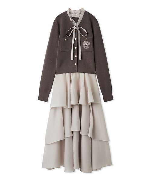 SNIDEL（スナイデル）の「エンブレムカーデティアードセットワンピース（ワンピース・レディース・ネイビー/ブラウン・F）」の15枚目の写真