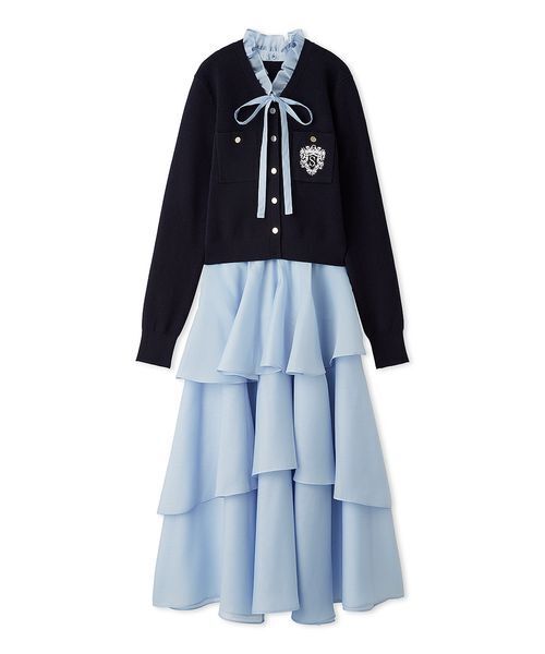 SNIDEL（スナイデル）の「エンブレムカーデティアードセットワンピース（ワンピース・レディース・ネイビー/ブラウン・F）」の14枚目の写真