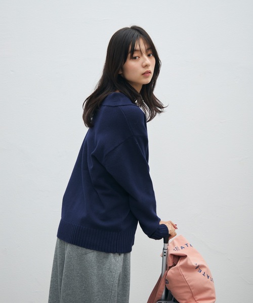 UNDERSTATEMENTs(アンダーステイトメント)の「【ユニセックス】ワンポイント刺繍ニットシャツ/ニットカーディガン(ニット/セーター・メンズ・ネイビー/ライトグレー/ブラック・MEDIUM/LARGE)」の13枚目の写真
