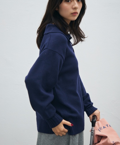 UNDERSTATEMENTs(アンダーステイトメント)の「【ユニセックス】ワンポイント刺繍ニットシャツ/ニットカーディガン(ニット/セーター・メンズ・ネイビー/ライトグレー/ブラック・MEDIUM/LARGE)」の15枚目の写真