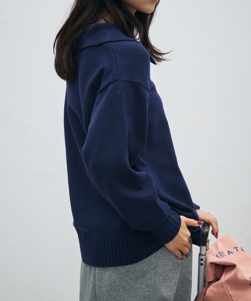 UNDERSTATEMENTs(アンダーステイトメント)の「【ユニセックス】ワンポイント刺繍ニットシャツ/ニットカーディガン(ニット/セーター・メンズ・ネイビー/ライトグレー/ブラック・MEDIUM/LARGE)」の16枚目の写真