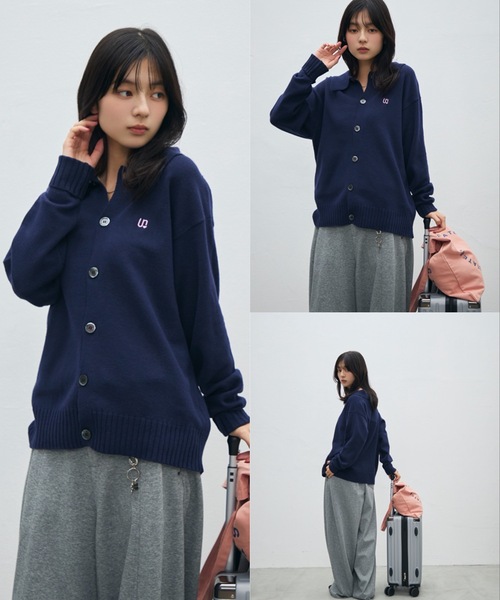 UNDERSTATEMENTs(アンダーステイトメント)の「【ユニセックス】ワンポイント刺繍ニットシャツ/ニットカーディガン(ニット/セーター・メンズ・ネイビー/ライトグレー/ブラック・MEDIUM/LARGE)」の7枚目の写真