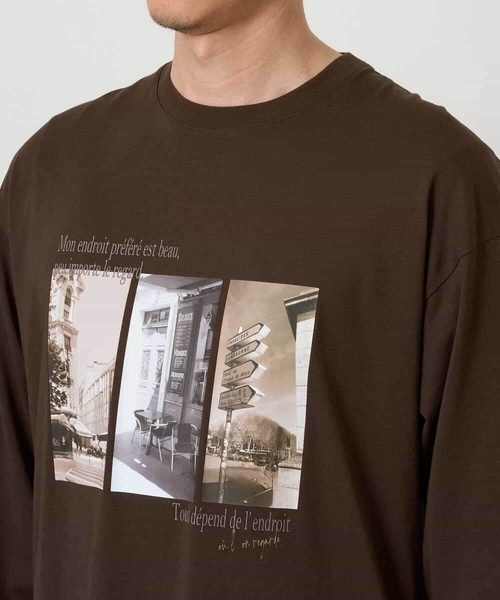 a.v.v(アーヴェヴェ)の「フォトプリントワイドシルエットカットソー(Tシャツ/カットソー・メンズ・ホワイト/ブラウン・46/48)」の10枚目の写真