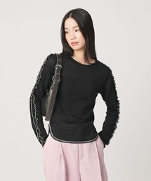 コットンナイロン ジャガード フリル プルオーバー ウォッシャブル