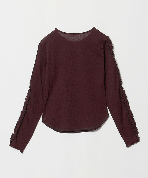 BEAUTY&YOUTH UNITED ARROWS(ビューティーアンドユースユナイテッドアローズ)の「コットンナイロン ジャガード フリル プルオーバー ウォッシャブル(Tシャツ/カットソー・レディース・ワイン/オフホワイト/ブラック・FREE)」の18枚目の写真