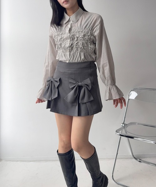 AS KNOW AS plus(アズノゥアズプラス)の「☆くしゅくしゅシャーリングデザインブラウス(シャツ/ブラウス・レディース・サックスブルー系/アイボリー系/ブラック系・FREE)」の8枚目の写真