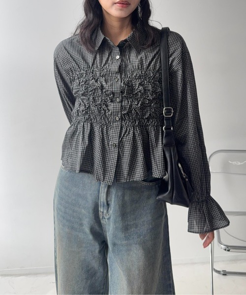 AS KNOW AS plus(アズノゥアズプラス)の「☆くしゅくしゅシャーリングデザインブラウス(シャツ/ブラウス・レディース・サックスブルー系/アイボリー系/ブラック系・FREE)」の20枚目の写真