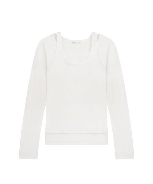 PEPLEE（ペプリー）の「[セット] テンセルレイヤードトップス（ホワイト）（Tシャツ/カットソー・レディース・その他・FREE）」の2枚目の写真