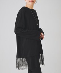 BEARDSLEY（ビアズリー）の「《9 19(土)12:00予約開始予定》裾レースチュニック（Tシャツ/カットソー）」