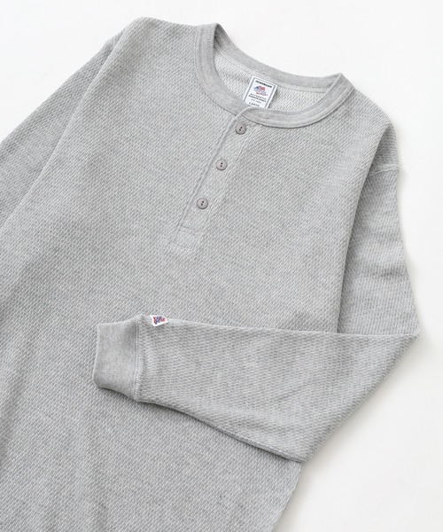 JEMORGAN(ジェーイーモーガン)の「JEMORGAN ダブルフェイスハニカムヘンリーネックL/S-T(Tシャツ/カットソー・メンズ・ナチュラル/ブラック/杢グレー/ネイビー・M/XL/S)」の2枚目の写真