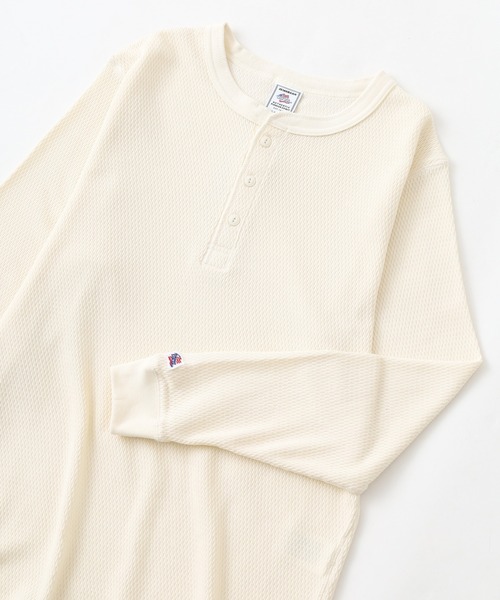 JEMORGAN(ジェーイーモーガン)の「JEMORGAN ダブルフェイスハニカムヘンリーネックL/S-T(Tシャツ/カットソー・メンズ・ナチュラル/ブラック/杢グレー/ネイビー・M/XL/S)」の3枚目の写真