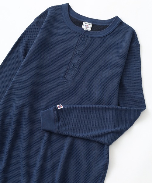 JEMORGAN(ジェーイーモーガン)の「JEMORGAN ダブルフェイスハニカムヘンリーネックL/S-T(Tシャツ/カットソー・メンズ・ナチュラル/ブラック/杢グレー/ネイビー・M/XL/S)」の4枚目の写真