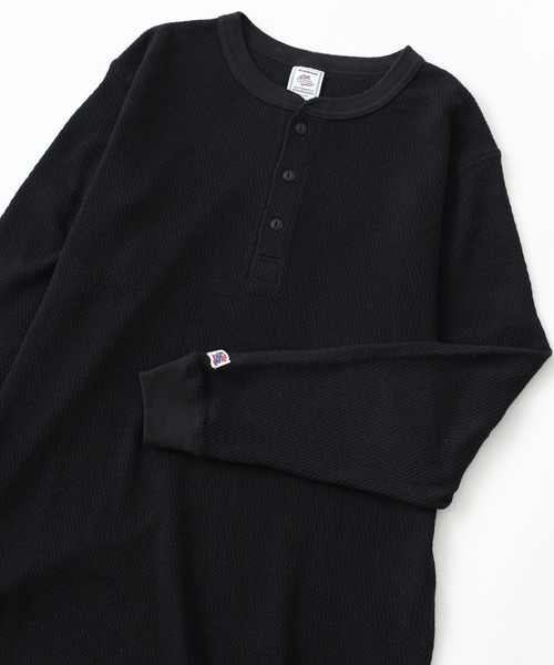 JEMORGAN(ジェーイーモーガン)の「JEMORGAN ダブルフェイスハニカムヘンリーネックL/S-T(Tシャツ/カットソー・メンズ・ナチュラル/ブラック/杢グレー/ネイビー・M/XL/S)」の1枚目の写真