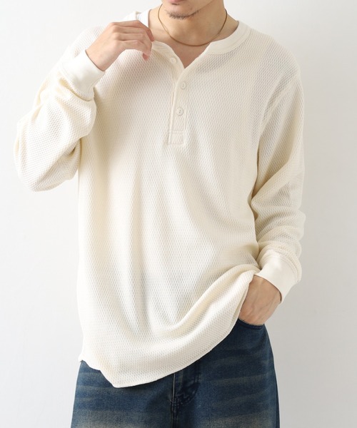 JEMORGAN(ジェーイーモーガン)の「JEMORGAN ダブルフェイスハニカムヘンリーネックL/S-T(Tシャツ/カットソー・メンズ・ナチュラル/ブラック/杢グレー/ネイビー・M/XL/S)」の18枚目の写真