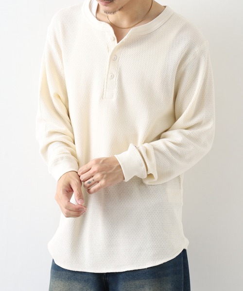 JEMORGAN(ジェーイーモーガン)の「JEMORGAN ダブルフェイスハニカムヘンリーネックL/S-T(Tシャツ/カットソー・メンズ・ナチュラル/ブラック/杢グレー/ネイビー・M/XL/S)」の19枚目の写真