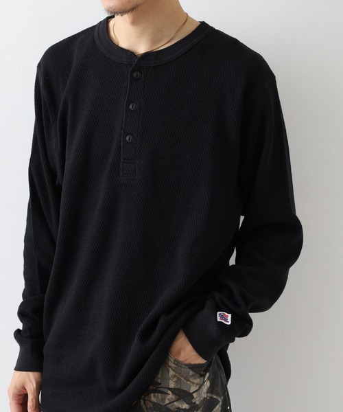 JEMORGAN(ジェーイーモーガン)の「JEMORGAN ダブルフェイスハニカムヘンリーネックL/S-T(Tシャツ/カットソー・メンズ・ナチュラル/ブラック/杢グレー/ネイビー・M/XL/S)」の5枚目の写真