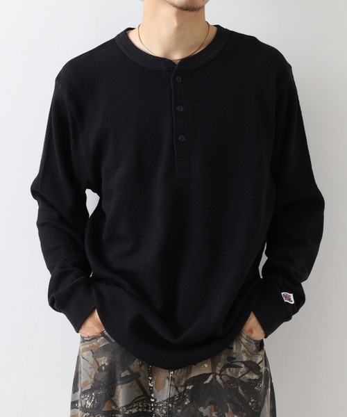 JEMORGAN(ジェーイーモーガン)の「JEMORGAN ダブルフェイスハニカムヘンリーネックL/S-T(Tシャツ/カットソー・メンズ・ナチュラル/ブラック/杢グレー/ネイビー・M/XL/S)」の6枚目の写真