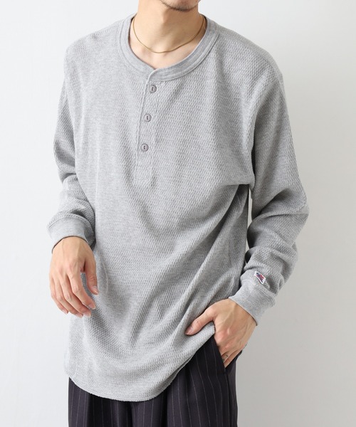 JEMORGAN(ジェーイーモーガン)の「JEMORGAN ダブルフェイスハニカムヘンリーネックL/S-T(Tシャツ/カットソー・メンズ・ナチュラル/ブラック/杢グレー/ネイビー・M/XL/S)」の13枚目の写真
