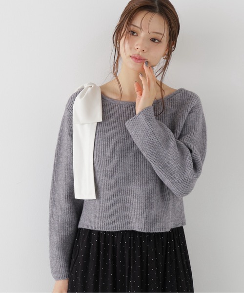 PROPORTION BODY DRESSING(プロポーションボディドレッシング)の「2WAYアシメリボンゆるニット / 1216270011(ニット/セーター・レディース・グレー系その他/パープル/ホワイト系その他・FREE)」の6枚目の写真