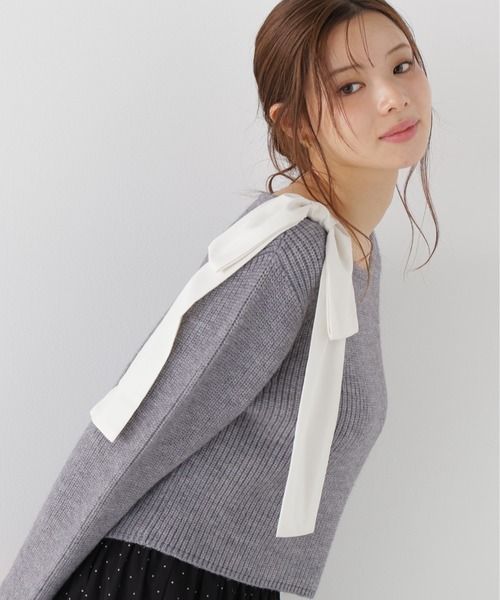 PROPORTION BODY DRESSING(プロポーションボディドレッシング)の「2WAYアシメリボンゆるニット / 1216270011(ニット/セーター・レディース・グレー系その他/パープル/ホワイト系その他・FREE)」の7枚目の写真