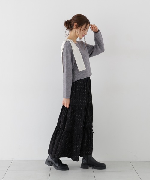 PROPORTION BODY DRESSING(プロポーションボディドレッシング)の「2WAYアシメリボンゆるニット / 1216270011(ニット/セーター・レディース・グレー系その他/パープル/ホワイト系その他・FREE)」の9枚目の写真
