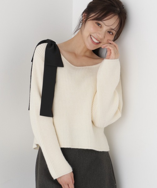 PROPORTION BODY DRESSING(プロポーションボディドレッシング)の「2WAYアシメリボンゆるニット / 1216270011(ニット/セーター・レディース・グレー系その他/パープル/ホワイト系その他・FREE)」の12枚目の写真
