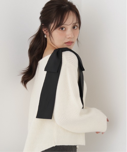 PROPORTION BODY DRESSING(プロポーションボディドレッシング)の「2WAYアシメリボンゆるニット / 1216270011(ニット/セーター・レディース・グレー系その他/パープル/ホワイト系その他・FREE)」の11枚目の写真