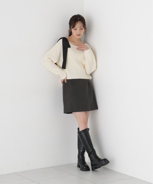 PROPORTION BODY DRESSING(プロポーションボディドレッシング)の「2WAYアシメリボンゆるニット / 1216270011(ニット/セーター・レディース・グレー系その他/パープル/ホワイト系その他・FREE)」の13枚目の写真