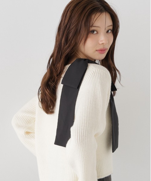 PROPORTION BODY DRESSING(プロポーションボディドレッシング)の「2WAYアシメリボンゆるニット / 1216270011(ニット/セーター・レディース・グレー系その他/パープル/ホワイト系その他・FREE)」の20枚目の写真