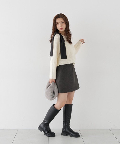 PROPORTION BODY DRESSING(プロポーションボディドレッシング)の「2WAYアシメリボンゆるニット / 1216270011(ニット/セーター・レディース・グレー系その他/パープル/ホワイト系その他・FREE)」の21枚目の写真