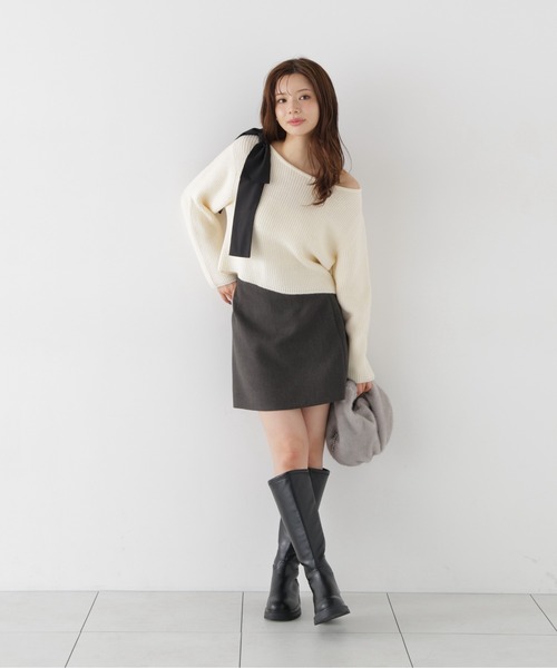 PROPORTION BODY DRESSING(プロポーションボディドレッシング)の「2WAYアシメリボンゆるニット / 1216270011(ニット/セーター・レディース・グレー系その他/パープル/ホワイト系その他・FREE)」の22枚目の写真