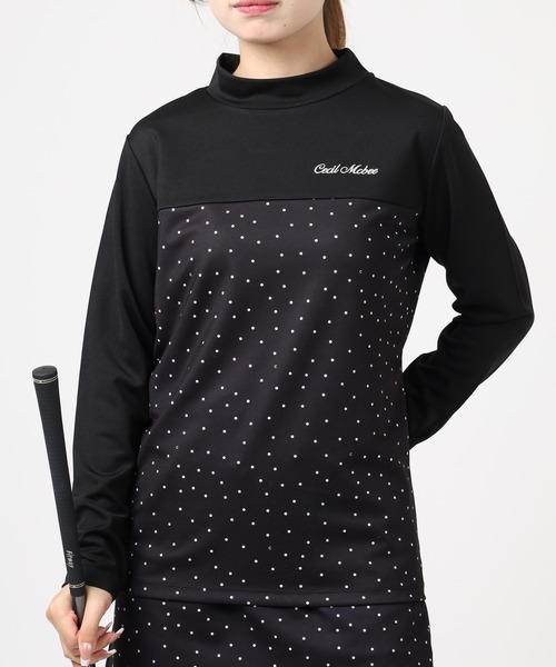 FUNALIVE(ファンアライブ)の「DOTS MOCK ドット モックネック ロンT(Tシャツ/カットソー・レディース・ブラック・L/M/S)」の1枚目の写真