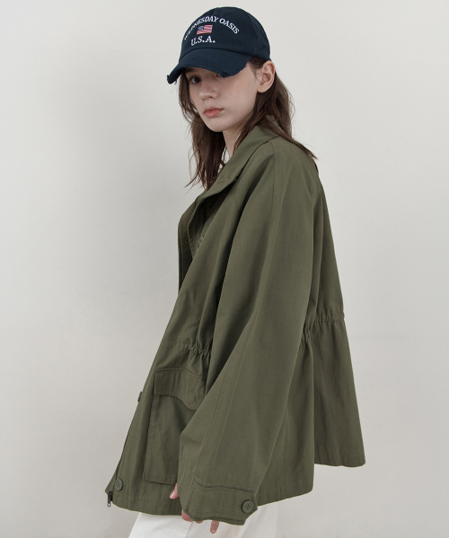 WEDNESDAYOASISFORWOMEN(ウェンズデー オアシス フォー ウーマン)の「ATELIER EDITION ワークコットンハイネックジャケット_KHAKI(WCB6OT03)(その他アウター・レディース・カーキ・FREE)」の3枚目の写真