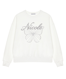 NICOLE BUTTERFLY スウェットシャツ_アイボリー シルバー