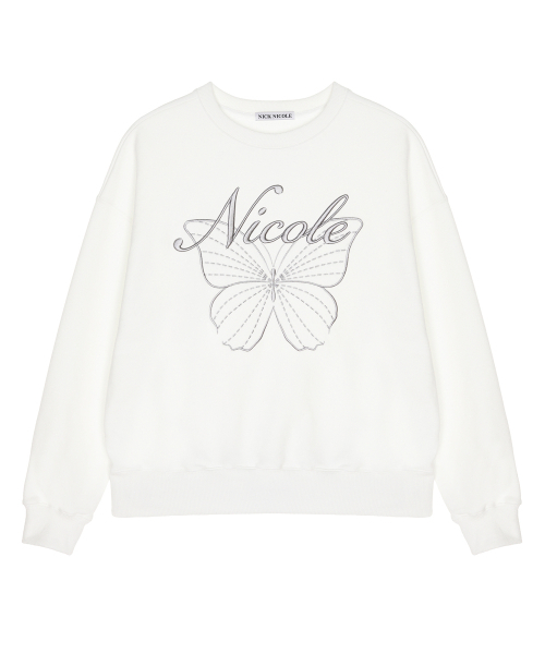 NICK&NICOLE（ニックアンドニコール）の「NICOLE BUTTERFLY スウェットシャツ_アイボリー シルバー（スウェット・レディース・アイボリー・FREE）」の4枚目の写真