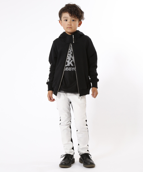 CHUBBYGANG（チャビーギャング）の「切替デザインスキニーパンツ（その他パンツ・キッズ・ブラック/ホワイト・100/120/150/160/140/110/130）」の2枚目の写真