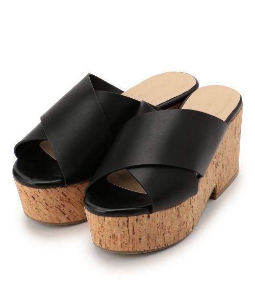 RAY CASSIN（レイカズン）の「クロスアッパーコルクサンダル（サンダル・レディース・A/ブラック/オレンジ・MEDIUM/LARGE）」の2枚目の写真