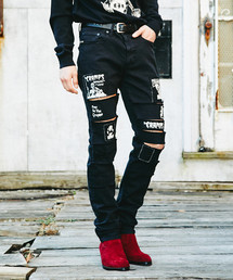 HYSTERIC GLAMOUR | CR/CRUSH＆PATCHリメイク SチノスリムPT(デニムパンツ)